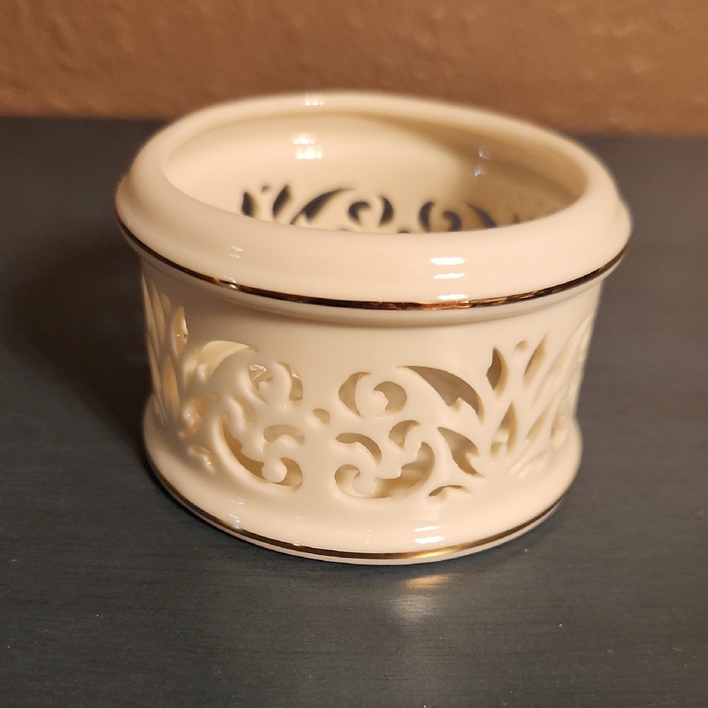 Lenox Cream Candle Holder with Gold Accents